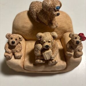 Bear Family sitting in a big chair. Can add or change bears. Can be personalized